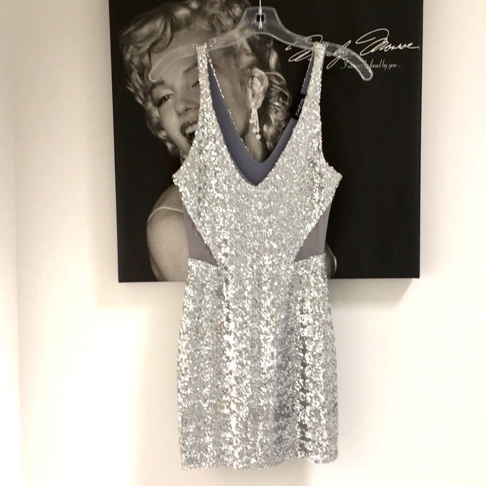 Bebe dress silver size xxs worn once